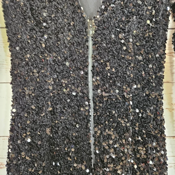 NWT Good American | Black Deep V-neck Sequin Jumpsuit - Picture 4 of 7